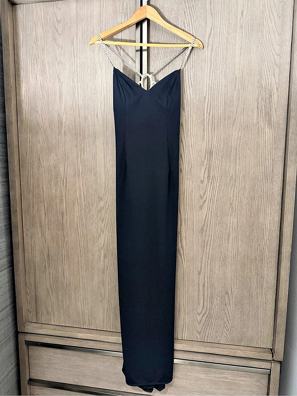 Vintage Nightway Collections Black Rhinestone Maxi Dress Size Small Like New